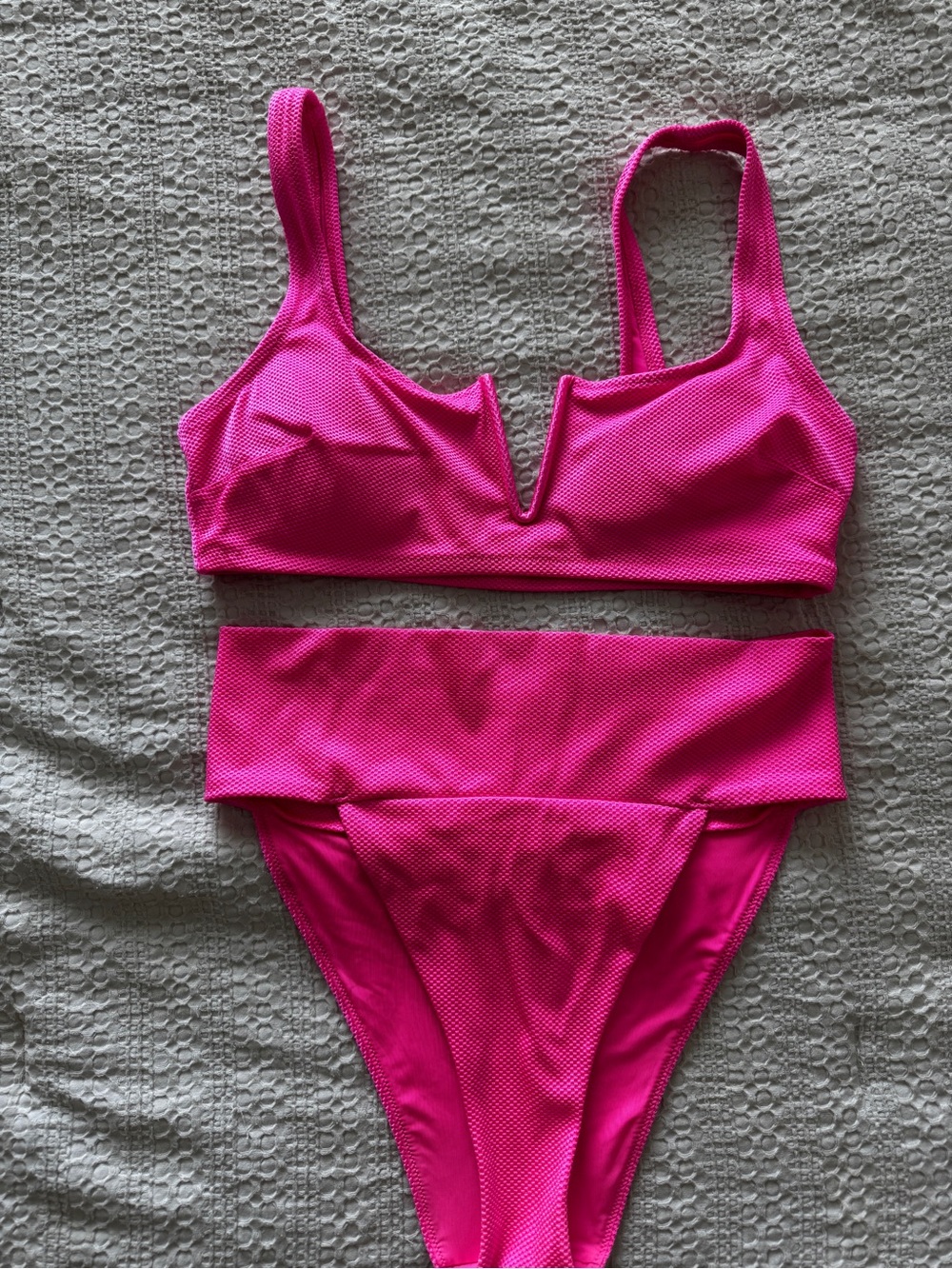 Aerie Hot Pink V-Wire High-Waist Bikini Set